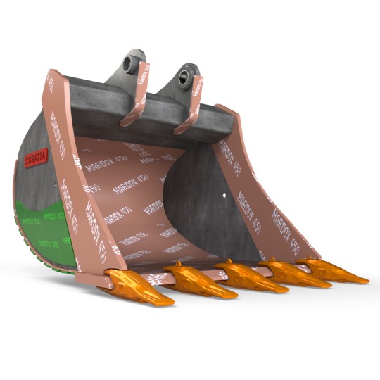 Godet usage sévère - Pour pelle - Renforcé en HARDOX® 450 et 500 - Idéal pour matériaux abrasifs_0