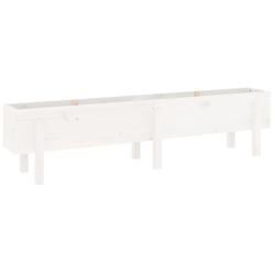 Helloshop26 - Jardinière bac lit surélevé plantes fleurs terrasse jardin de jardin 160 x 30 x 38 cm bois de pin massif blanc 02_0039368 - 300021858_0