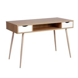 Helloshop26 - Table d'ordinateur avec trois options de rangement 120 cm MDF couleur chêne 19_0000539 - 3000241048981_0