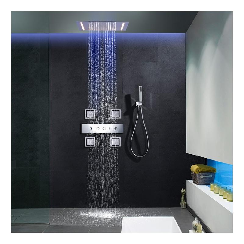SYSTÈME DE DOUCHE COMPLET THERMOSTATIQUE ENCASTRÉ AU PLAFOND LED JET