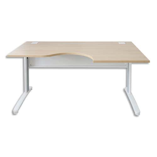 Mt international bureau compact retour droit pied l hêtre blanc mt5 - dim : l160 x h73 x p80/100 cm_0