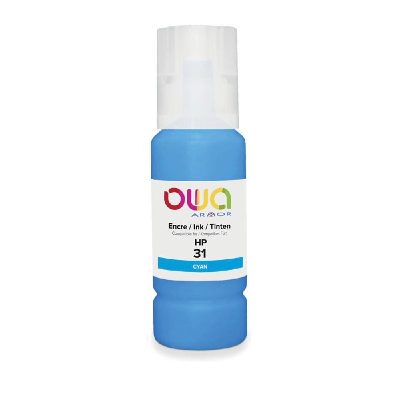 OWA K46042OW Bouteille d'encre remanufacturée 70 ml compatible HP 31 - Cyan_0