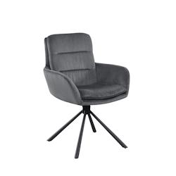 SalesFever Fauteuil  avec fonction pivotante à 360°|Revêtement en tissu velours côtelé|Cadre de baseball en métal|L60 x P64 x H89cm|gris foncé_0