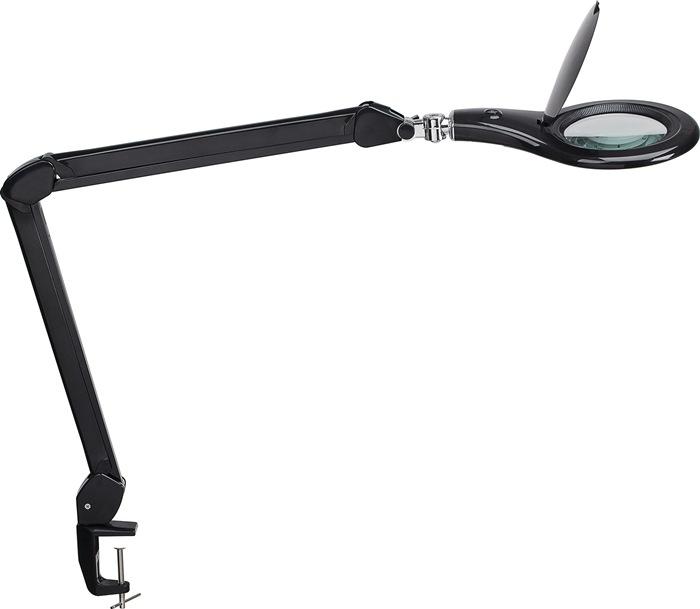 Éclairage à loupe à LED - lentille en verre 127 mm (5 pouces) - pince de table - noir - bras rotatif et inclinable - 3 dioptries_0
