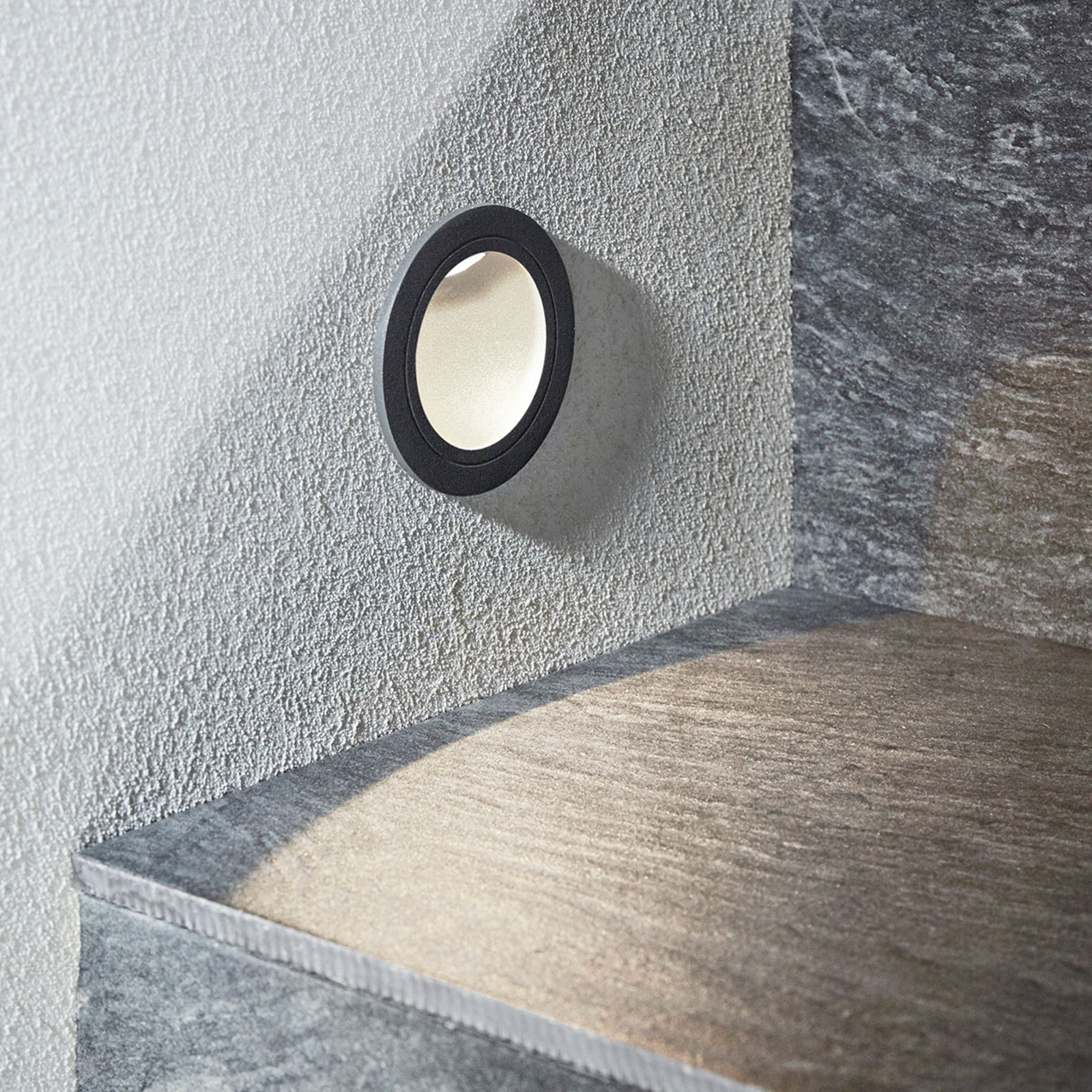 LUCANDE APPLIQUE ENCASTRABLE LED PORDIS, IP65, RONDE
