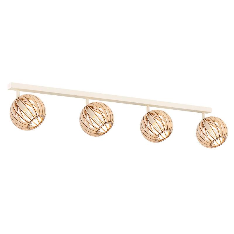 ARGON PLAFONNIER PAZ BLANC LAMELLES BOIS, À 4 LAMPES