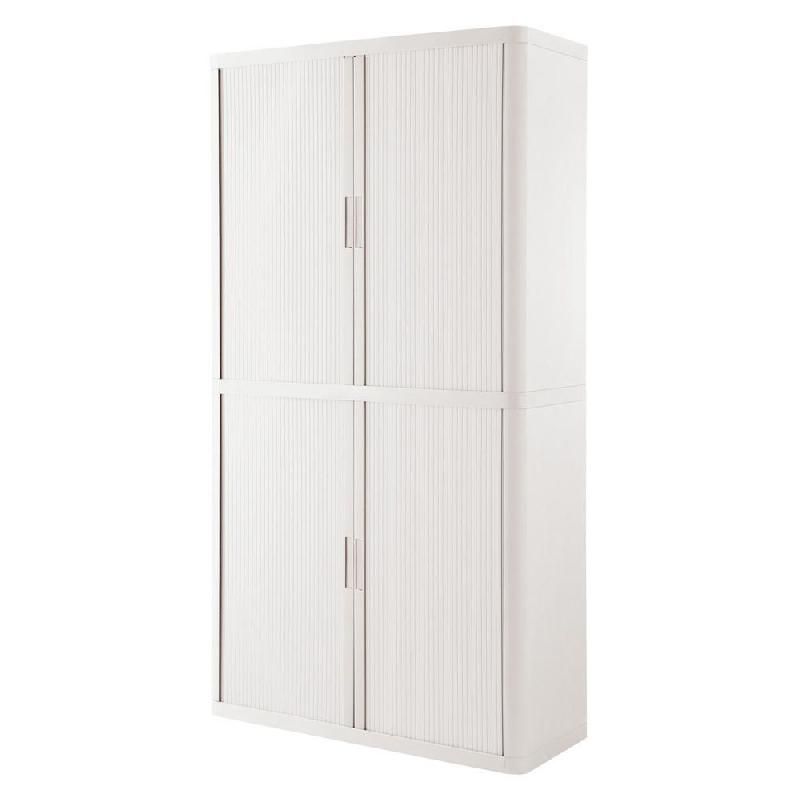 ARMOIRE POLYSTYRÈNE EASYOFFICE - A RIDEAUX - L. 110 X H. 204  CM - CORPS BLANC  - RIDEAUX BLANC