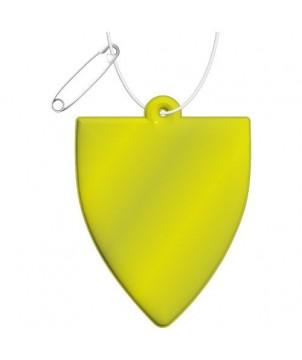 ATTACHE RÉFLÉCHISSANTE EN PVC EN FORME DE BADGE H-12 RFX - JAUNE NÉON - ACCESSOIRES DE SÉCURITÉ PUBLICITAIRES