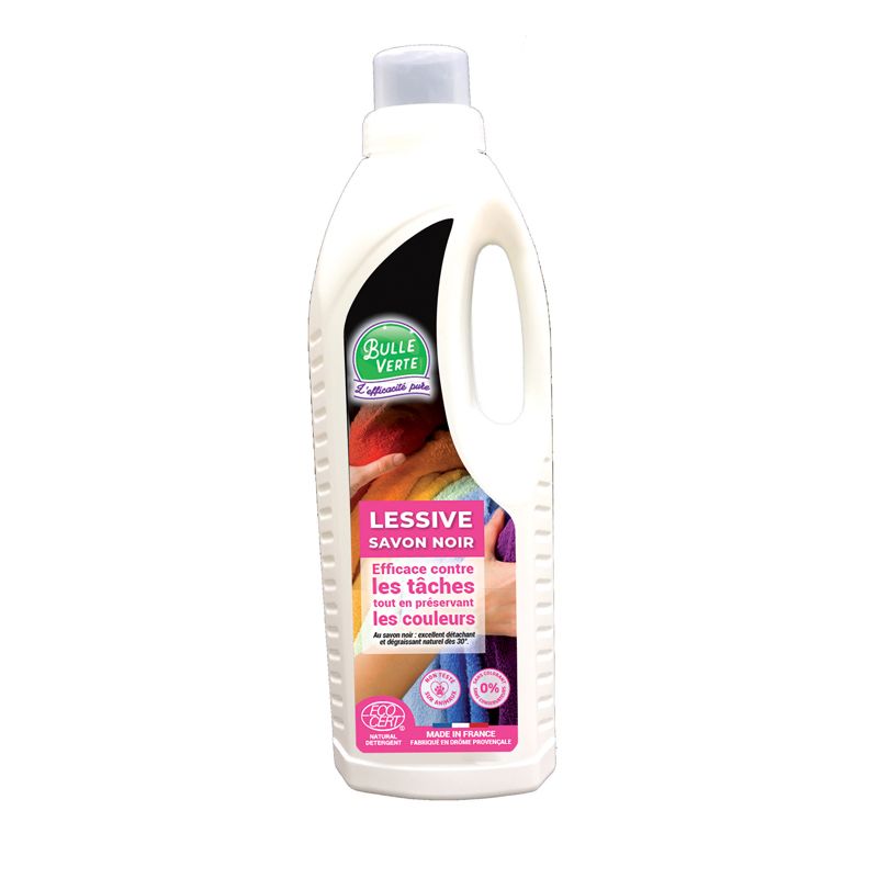 Lessive au savon noir - Bulle Verte - 99,88% naturelle - efficace contre les tâches et couleurs préservées_0