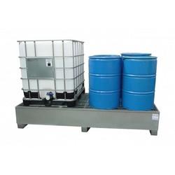 Bac de rétention galvanisé - 1000L pour 2 cuves de 1000L ou 8 fûts debout de 220L - Liquides polluants sauf corrosifs_0