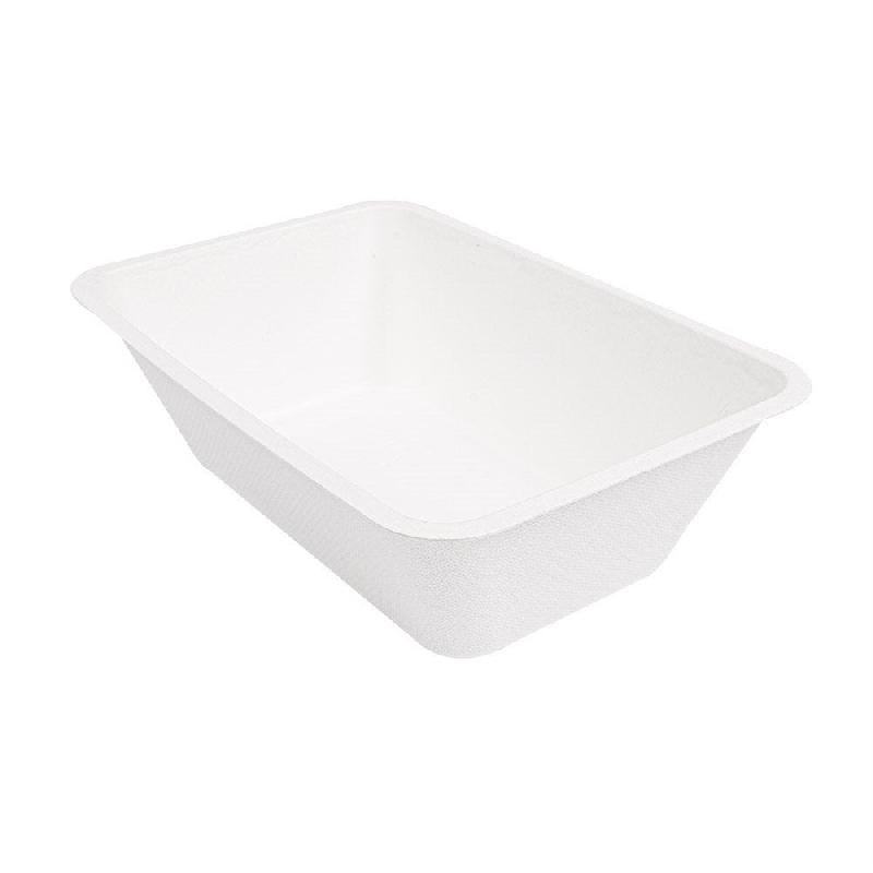 Barquette 1000ml 20,3x13,6x6,8cm bagasse blanc - par 500_0
