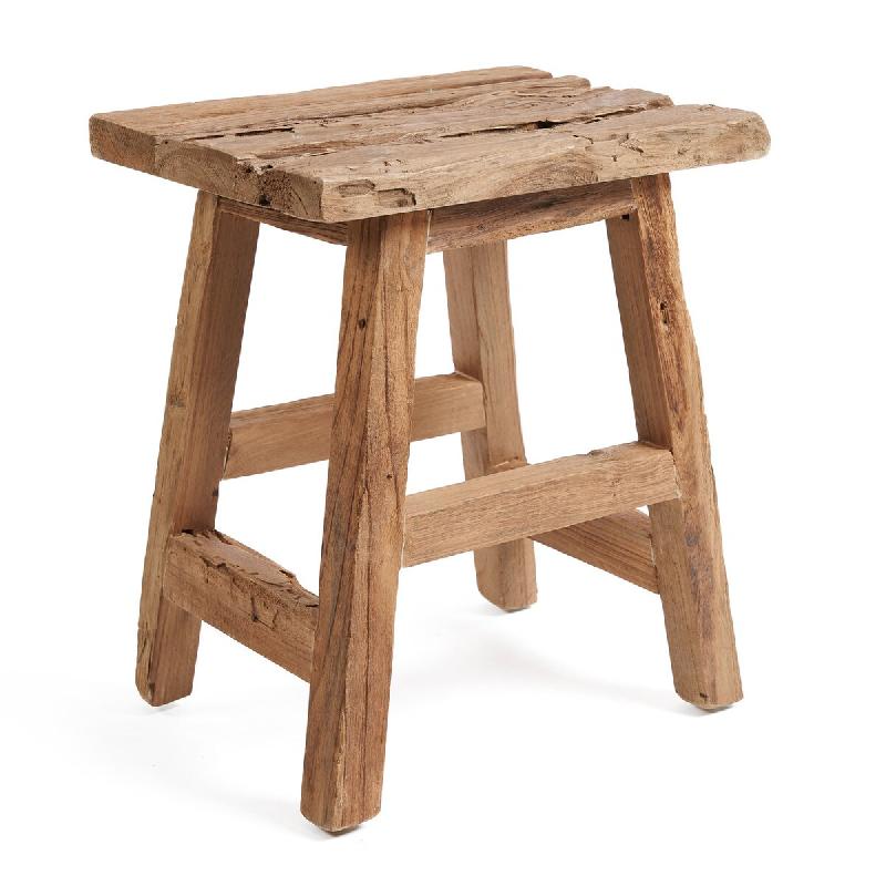 Bazar Bizar Tabouret en bois de teck récupéré 39x30x47 cm naturel - beige Bois massif JAHER004N-L_0