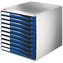 MODULE DE CLASSEMENT FORMULAIRES,10 TIROIRS,GRIS/BLEU