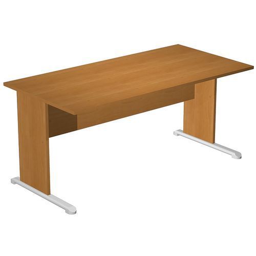 BUREAU DROIT PIEDS L FAST - 160 CM - AULNE - AULNE/ALU