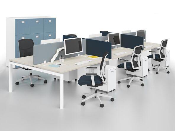Bureau bench 6 personnes en bois blanc pas cher_0