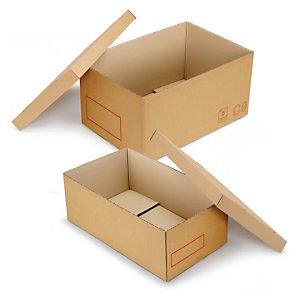 CAISSE CARTON GALIA DOUBLE CANNELURE AVEC COUVERCLE RENFORCÉ 60X40X30 CM