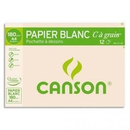 CANSON POCHETTE DE 12 FEUILLES DE PAPIER DESSIN C A GRAIN 180G A4 REF-27107