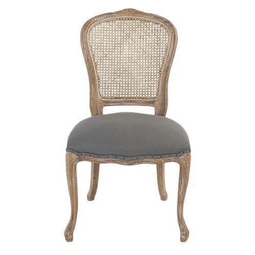 CHAISE LOUIS XV DOSSIER CANNÉ TISSU COLORIS GRIS