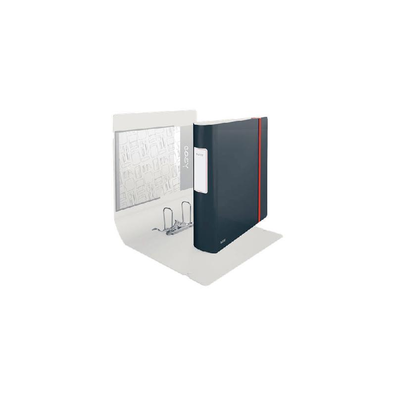 CLASSEUR A LEVIER 180° LEITZ COSY ACTIVE PP A4 - DOS 8 CM - CAPACITE 500 FEUILLES ELASTIQUE DE FERMETURE - GRIS