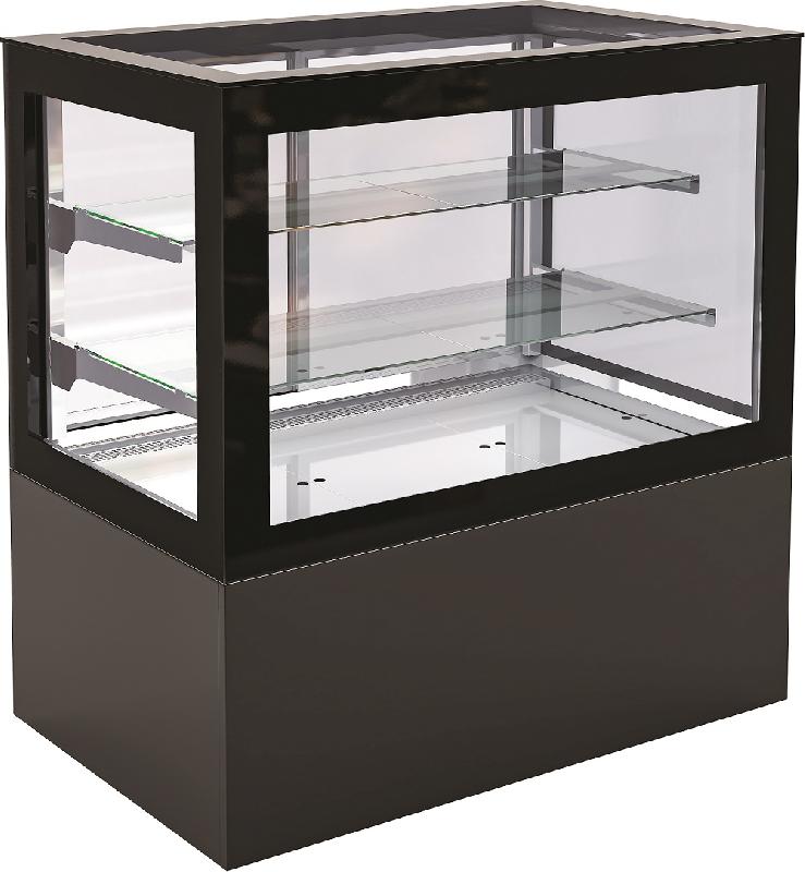 Comptoir vitrée réfrigérée noir avec ouverture arrière par porte co... - P7489.5465_0
