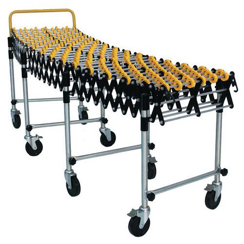 CONVOYEUR GALETS PLASTIQUES EXTENSIBLE - 5 PIEDS - LARGEUR 500 MM - STOCKMAN