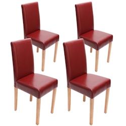 Décoshop26 - Lot de 4 chaises de salle à manger cuisine en cuir rouge pieds en bois clair design moderne 04_0000556 - 3000047532691_0