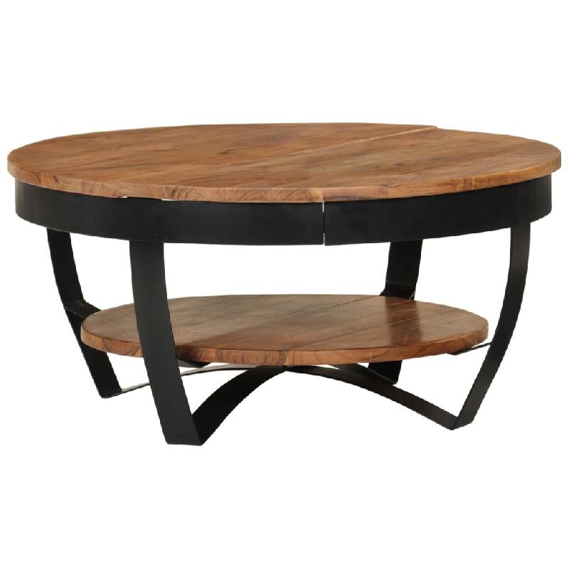 Décoshop26 - Table basse de salon design industriel 65 x 65 x 32 cm bois d'acacia avec finition marron miel et acier enduit de DEC037112 - marron aci_0