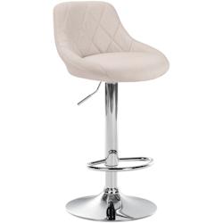 Décoshop26 - Tabouret de bar chaise haute x 1 avec coutures décoratives assise en tissu crème pieds métal chromé 10_0005084 - 3000252452203_0