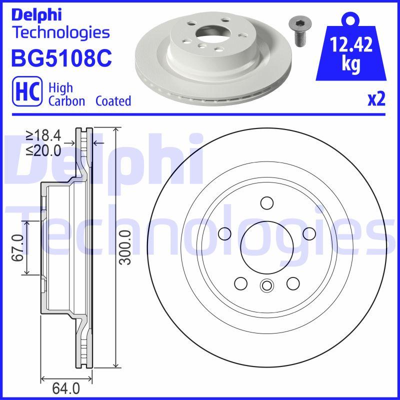 Disque de frein ventilé Delphi BG5108C - boîte de 2 disques pour assemblage arrière_0