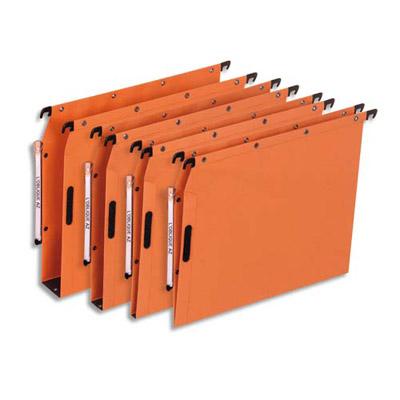 DOSSIERS SUSPENDUS EN KRAFT ORANGE L'OBLIQUE AZL - POUR ARMOIRE - FOND 15 MM - ATTACHE VELCRO - LOT DE 25