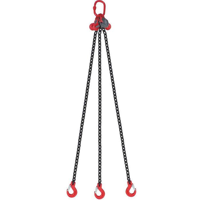 Élingue chaîne 3 brins ajustable 6.7 tonnes - 4 mètres - IDMAT - Grade 80 avec crochet à linguet et raccourcisseur_0