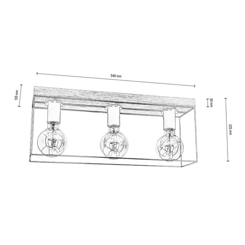 ENVOSTAR GRETTER PLAFONNIER, MÉTAL/CHÊNE, 3 LAMPES