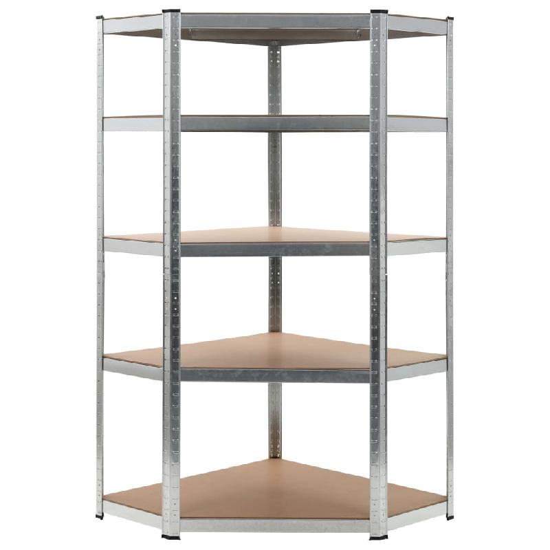 Étagère de rangement charge lourde en acier galvanisé et MDF - 90 x 90 x 180 cm - 875 kg - Atelier, garage, outils, argenté - 02_0000704_0