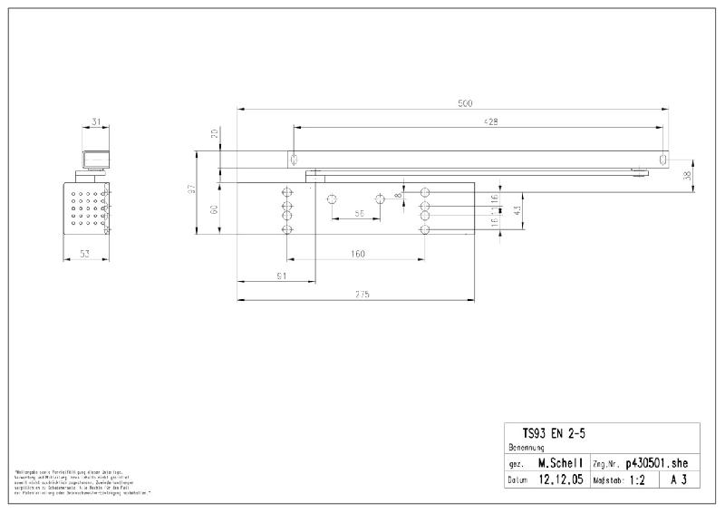 FERME-PORTE TS 93 B2S CONTUR F2-5 SANS BRAS NOIR - DORMA - 43080019