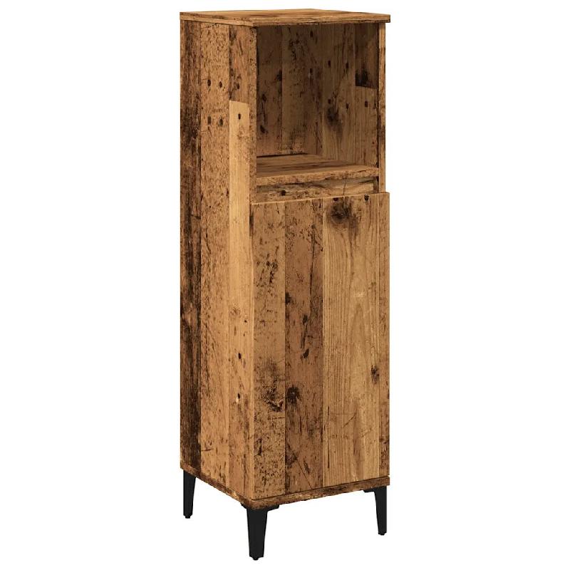 Helloshop26 - Armoire de salle de bain vieux bois format 30 x 30 x 100 cm rangement flexible design moderne en bois vieux bois 02_0051039 - métal 300_0