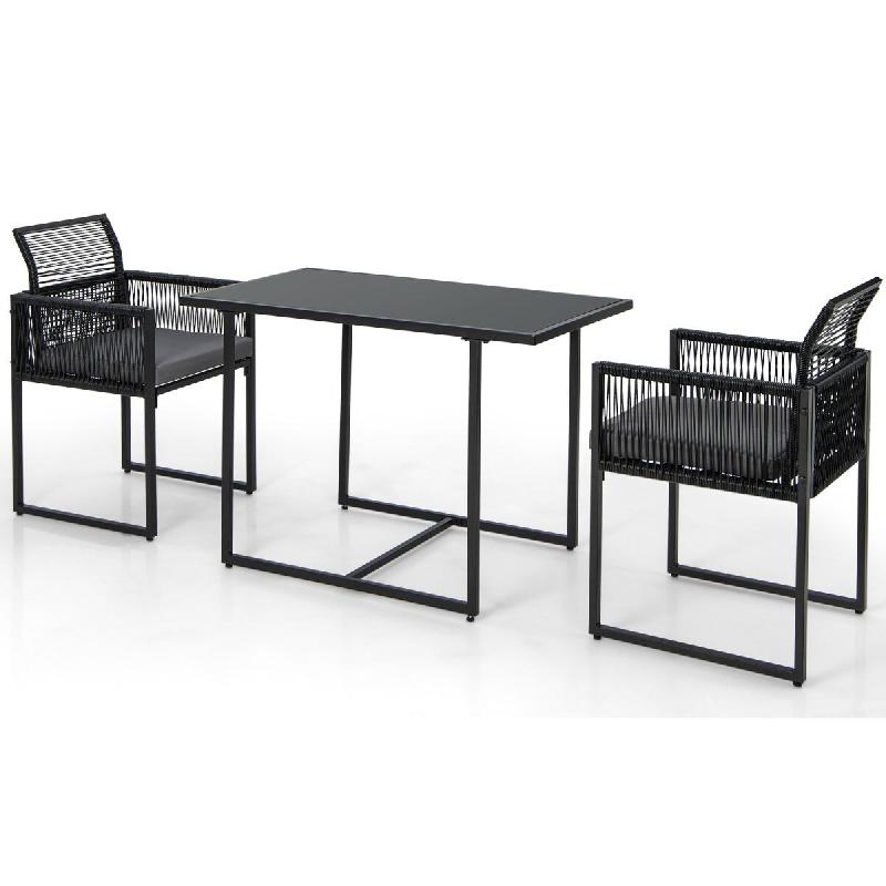 Helloshop26 - Lot de 3 pièces table et chaise ensemble de salle à manger 108 x 60 x 72 cm confortable et peu encombrant design 20_0019441 - verre 30_0