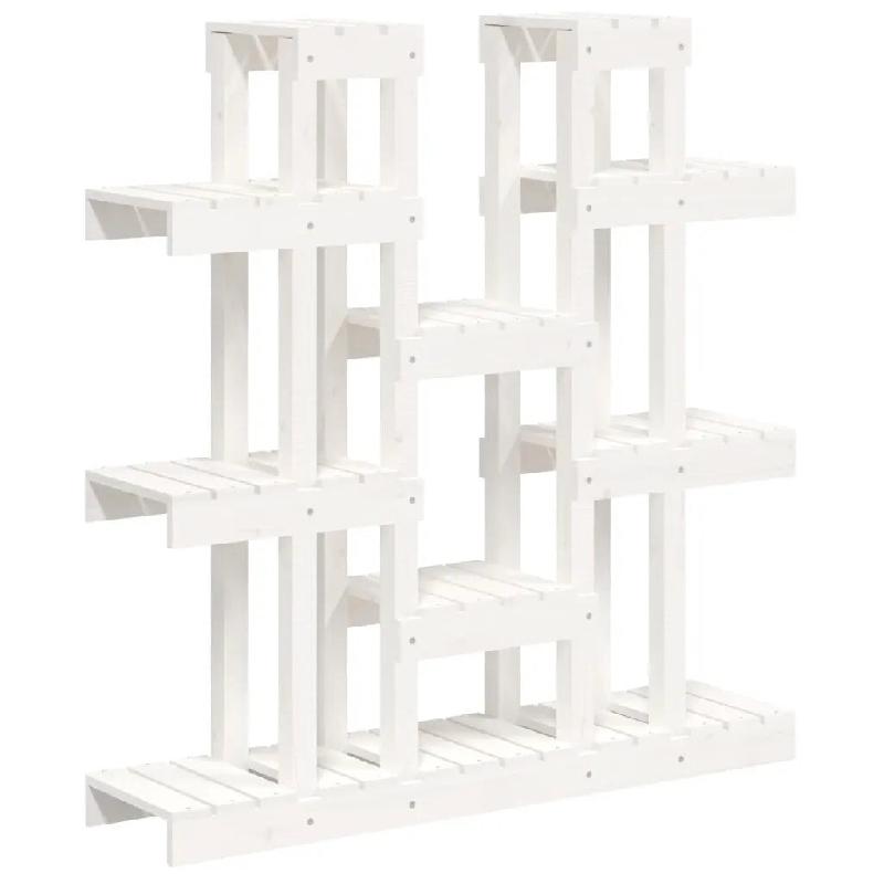 Helloshop26 - Support à plantes élégant jardin salon 104,5 x 25 x 109,5 cm en bois de pin blanc 02_0048468 - blanc Bois massif 3000235302419_0
