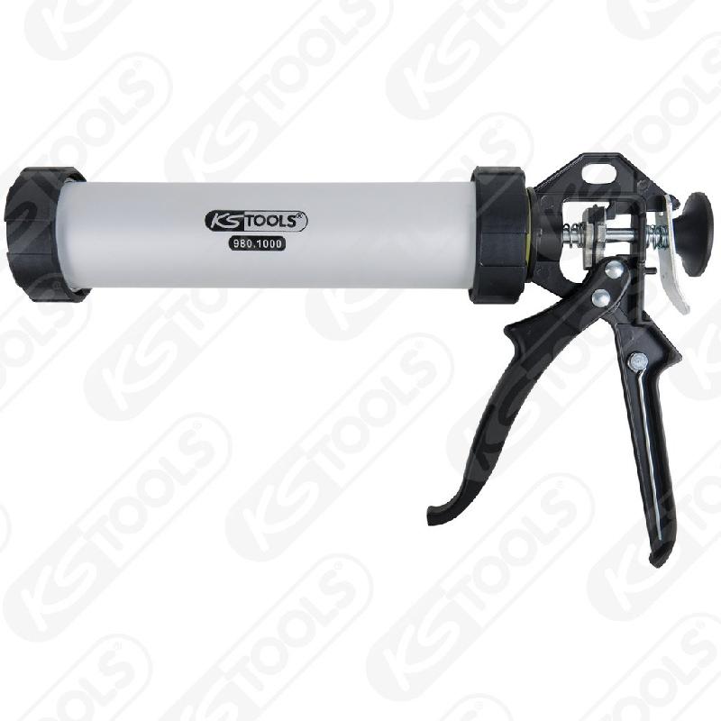 KS TOOLS - Pistolet à silicone pour cartouches et poches 400 ml - Cylindre aluminium stable - Réf. 980.1000_0