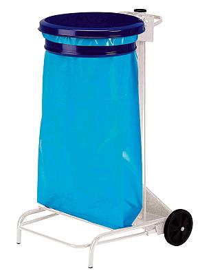 SUPPORT ROULANT POUR SAC POUBELLE DE TRI 110 L COUVERCLE BLEU - ROSSIGNOL - MANUTAN COLLECTIVITÉS
