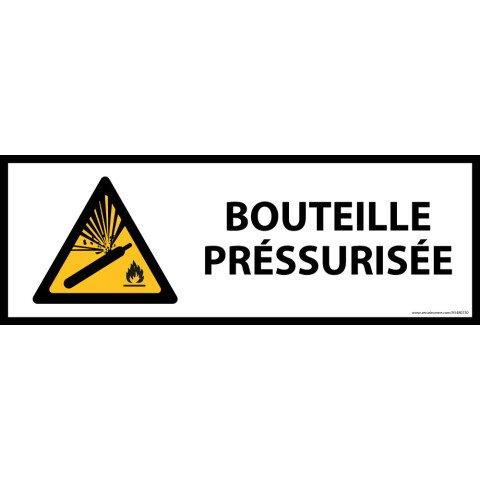LOT DE 2 - PANNEAU DE SÉCURITÉ - DANGER BOUTEILLE PRESSURISÉE - HORIZONTAL 297 X 105 MM PVC 2 MM