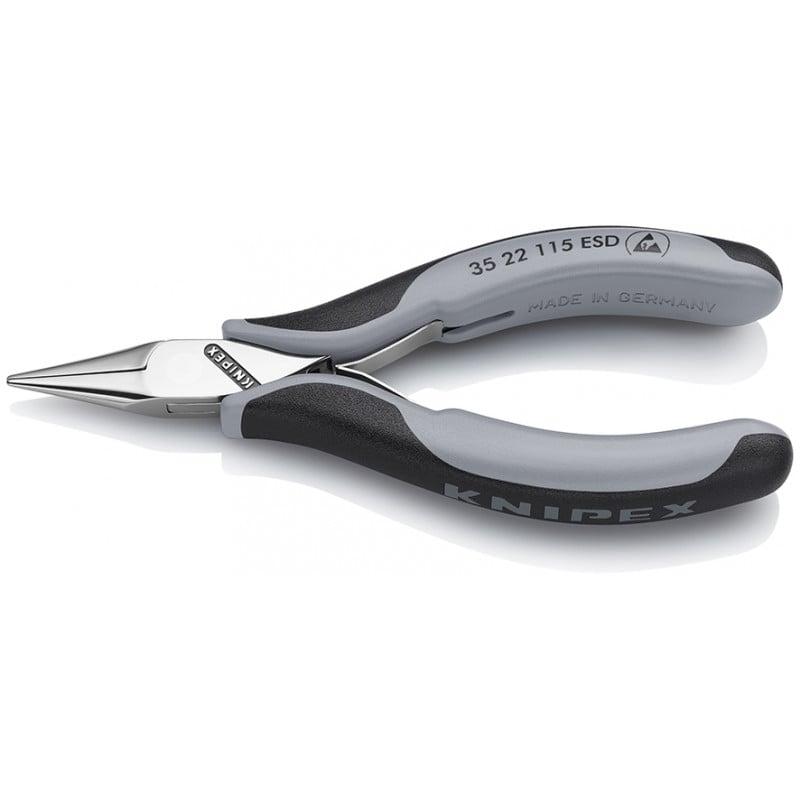Pince de préhension - Becs demi-ronds lisses - 115mm Bi-matière ESD Polie miroir - KNIPEX | 3522115ESD_0