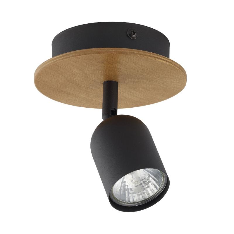 TK LIGHTING SPOT DE PLAFOND TOP WOOD, À 1 LAMPE, BOIS/NOIR