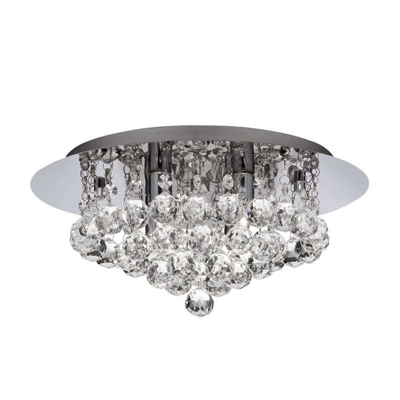 SEARCHLIGHT PLAFONNIER HANNA CHROMÉ BILLES CRISTAL VERRE 35 CM