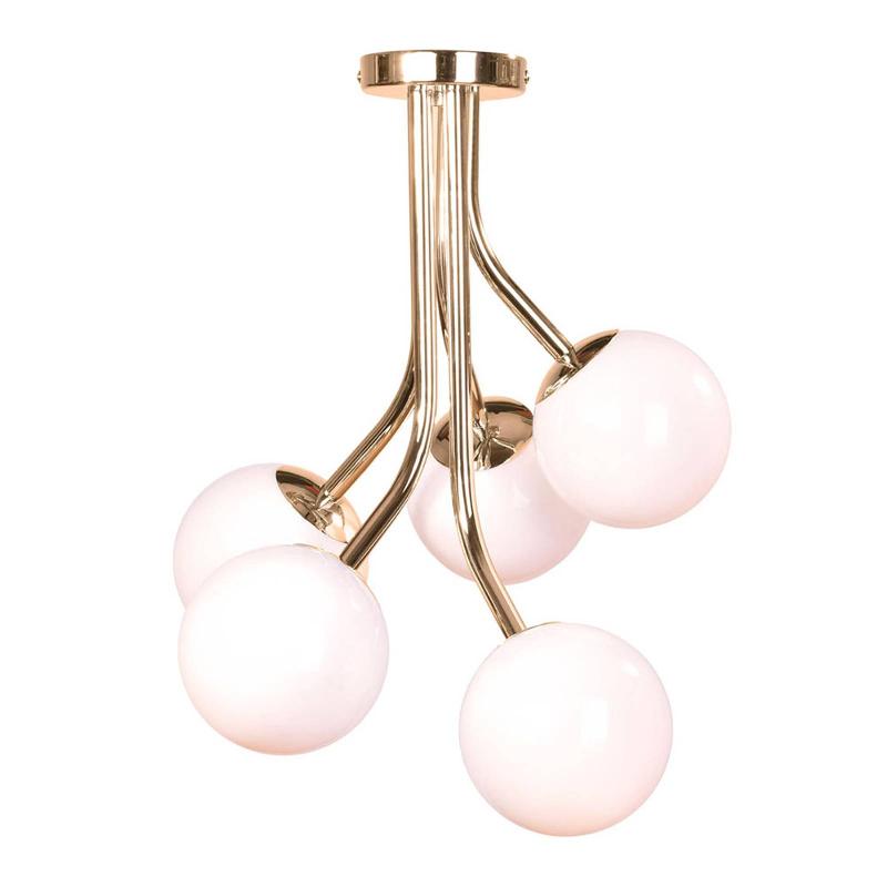 DOMILUCE PLAFONNIER SELVA, 5 LAMPES DÉCALÉES, DORÉ