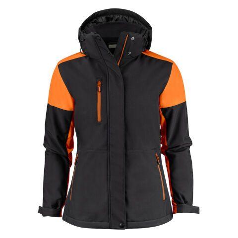PRINTER PRIME PRIME PADDED VESTE SOFTSHELL FEMMES NOIR/ORANGE - TAILLE S