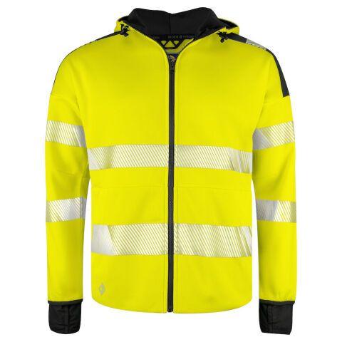 PROJOB 6110 SWEATSHIRT FULL ZIP CAPUCHE - EN ISO 20471 CLASSE 3/2 JAUNE/NOIR - TAILLE L