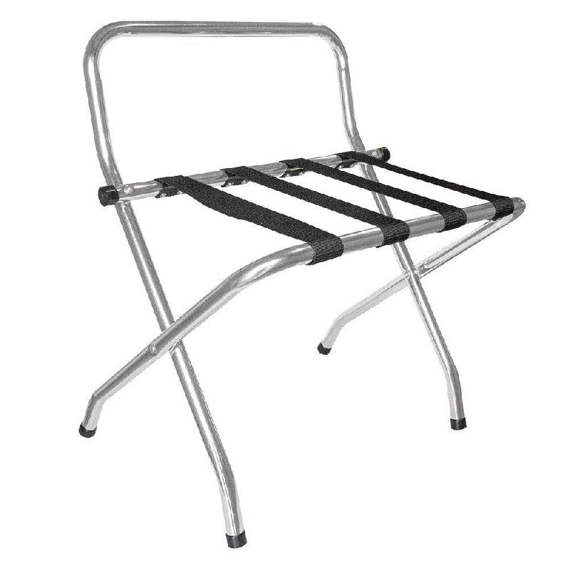 Repose valises pliable avec dossier en acier chrome 62x50x69cm_0