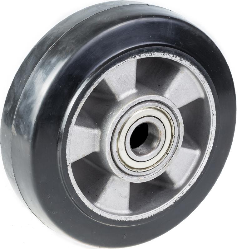 Roue de 152 mm avec caoutchouc élastique noir sur centre en aluminium_0