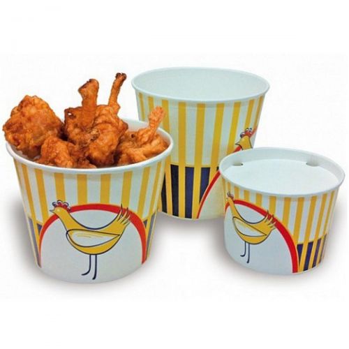 Seaux pour poulet en carton étanche et résistant aux graisses - RÉF. GDP01-ET - personnalisables avec couvercles inclus_0