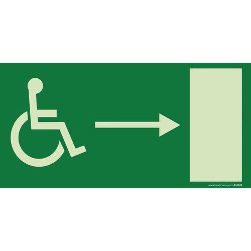 SIGNALÉTIQUE LUMI. SORTIE DROITE +HANDICAPÉ 200X100MM PVC